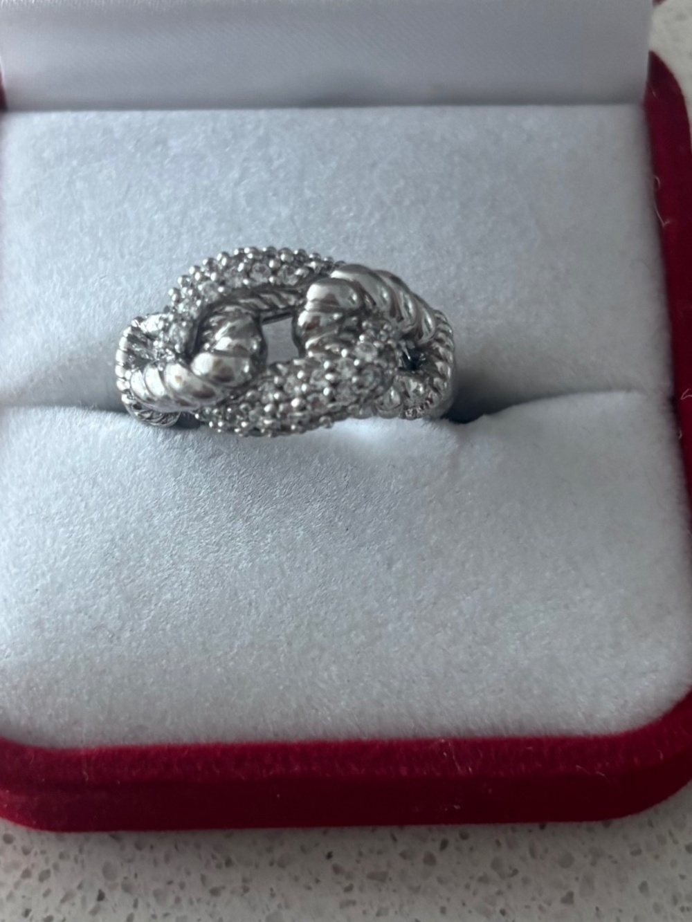 New Judith Ripka Love Knot .925 CZ Cable Ring, size 7 - Picture 4 of 4